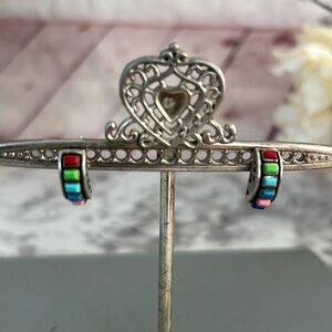 Vintage 925 multi colored stones pierced earrings